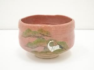 桂窯造　赤楽松鶴茶碗